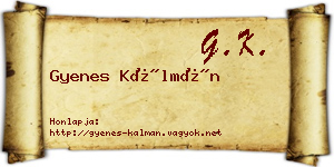 Gyenes Kálmán névjegykártya